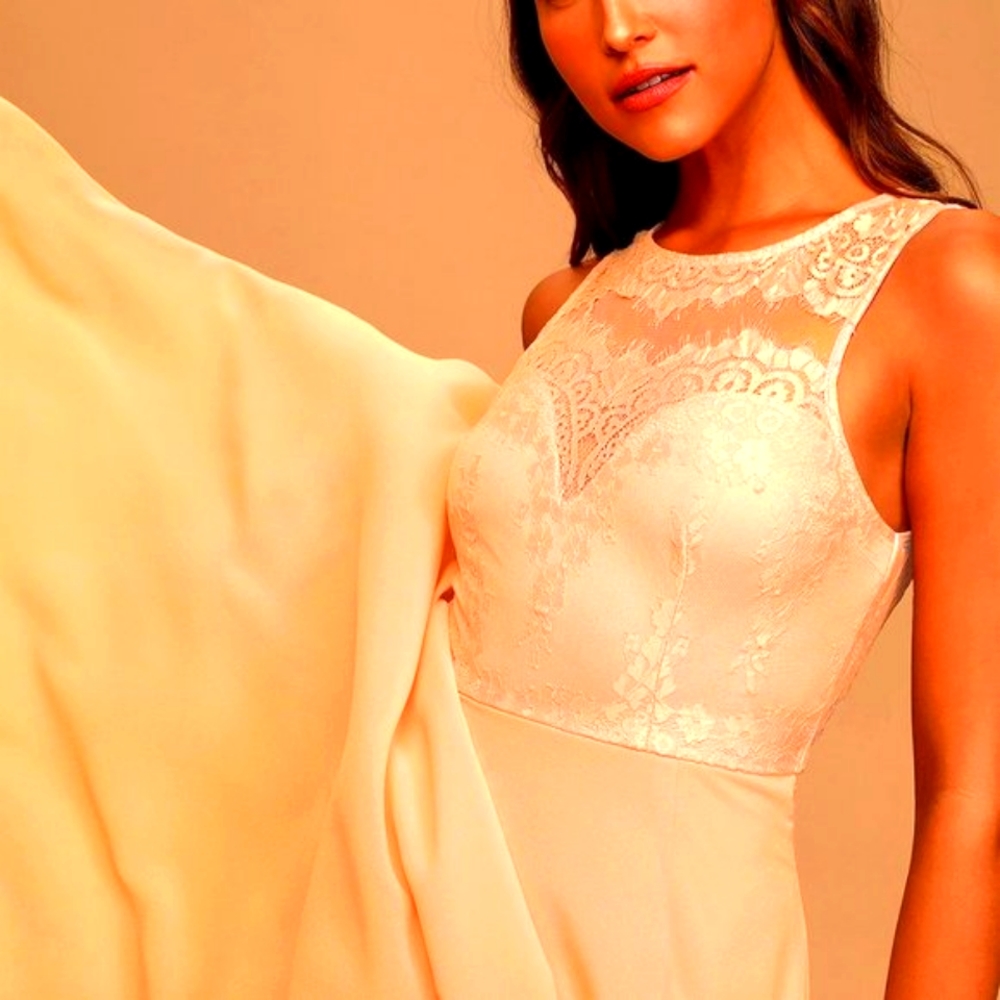 Lulus Forever Kind of Love Blush Lace Maxi Dress! New! Small